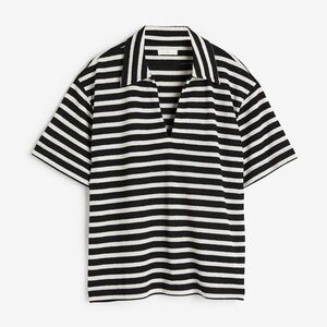 H&M Women’s US M Black/Striped Collar Shirt